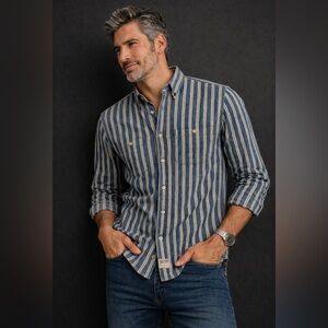 Levi’s 90s Blue Striped Button-Up Shirt | Authentic Jeanswear Rare Vintage Find